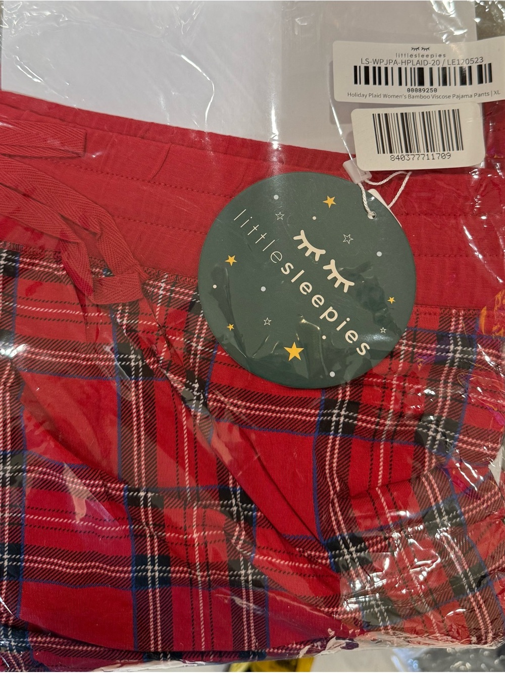 NEW Little Sleepies Holiday Plaid
Women's Bamboo Jogger
Pajama Pants, Size XL